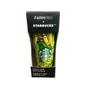 STARBUCKS  x FARM RIO Banana Print Cold Cup Keychain LIMITED EDITION Sealed NWT